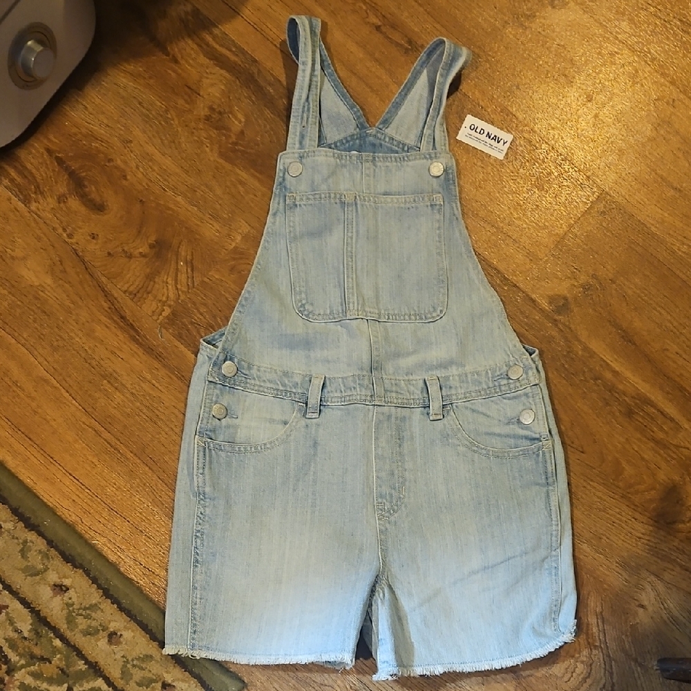 NWT Old Navy Girls Denim Overall Shorts Size 10-12